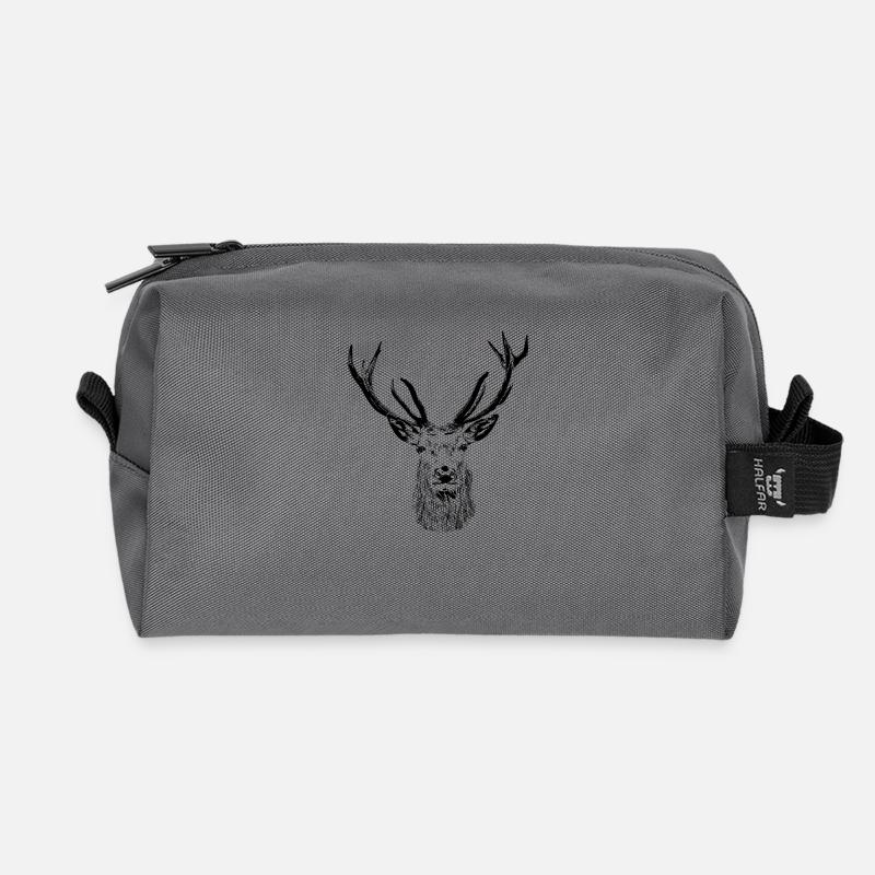 Majestätischer Hirsch – Wild und Elegant - Recycelte Kulturtasche - Anthrazit
