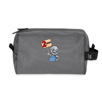 J’ai 2 ans deuxième anniversaire robot - Trousse de toilette en tissu recyclé - anthracite - Devant