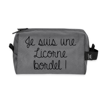 Je suis une licorne bordel - Trousse de toilette en tissu recyclé - anthracite - Devant