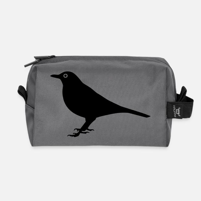Vogel Amsel - Recycelte Kulturtasche - Anthrazit