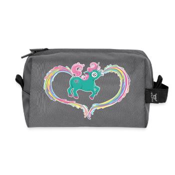 Einhorn Kotze Kacke Regenbogen - Recycelte Kulturtasche - Anthrazit - Vorne