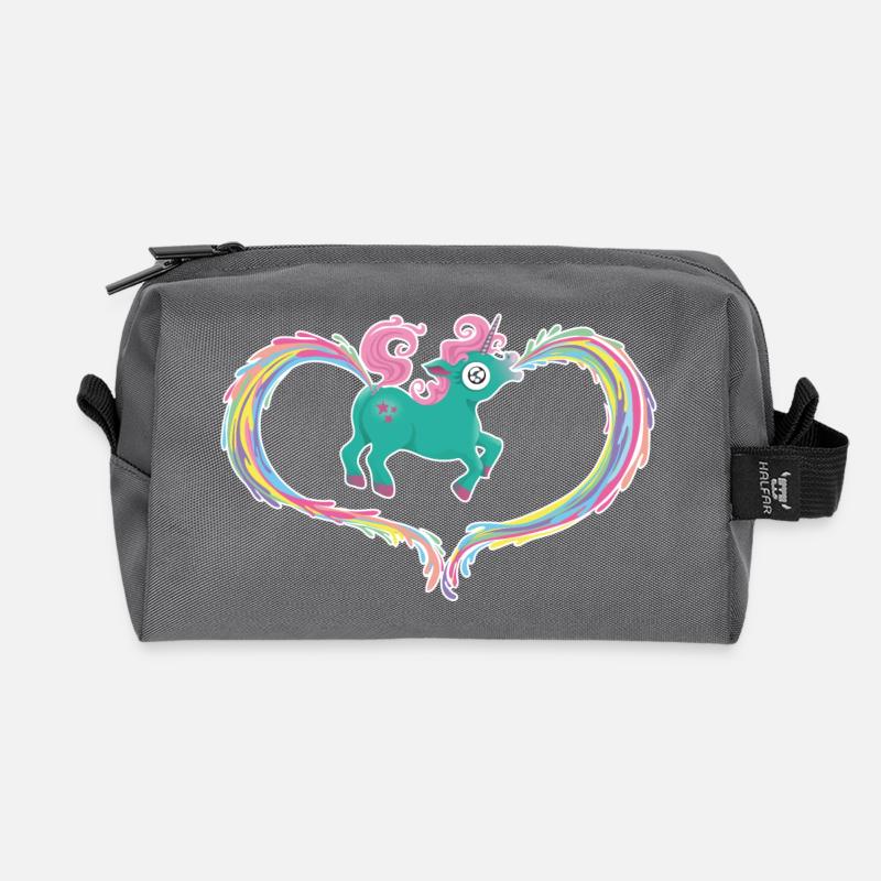 Einhorn Kotze Kacke Regenbogen - Recycelte Kulturtasche - Anthrazit