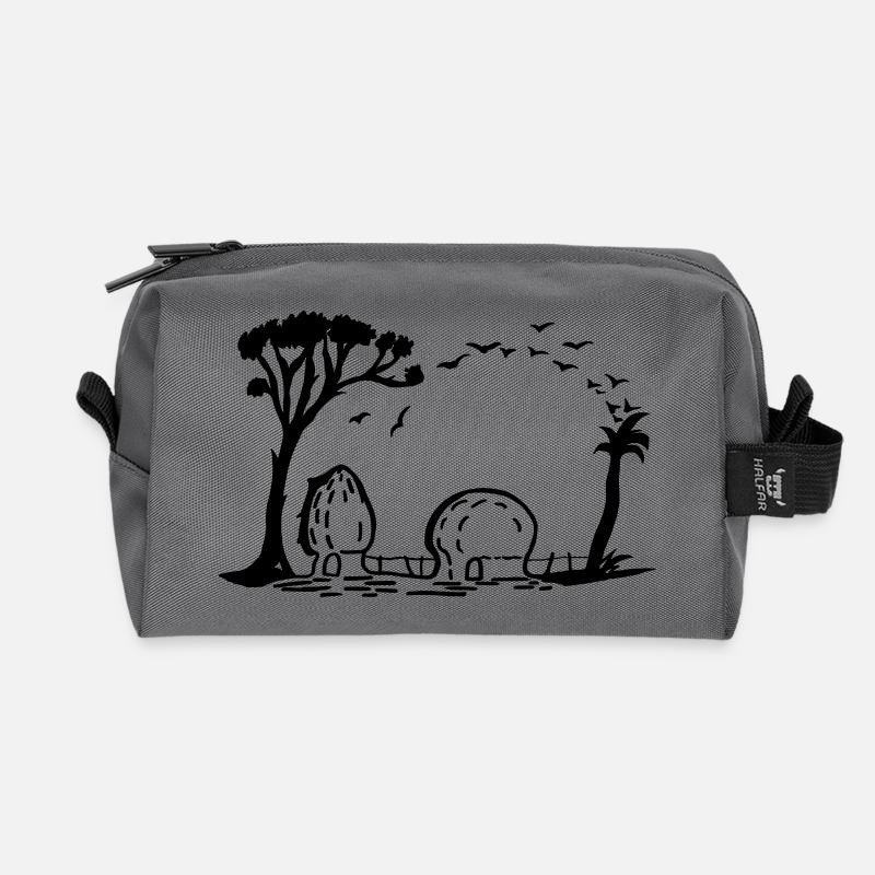 Elefant Dorf Optische Täuschung - Recycelte Kulturtasche - Anthrazit