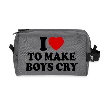 I love to make boys cry - Trousse de toilette en tissu recyclé - anthracite - Devant