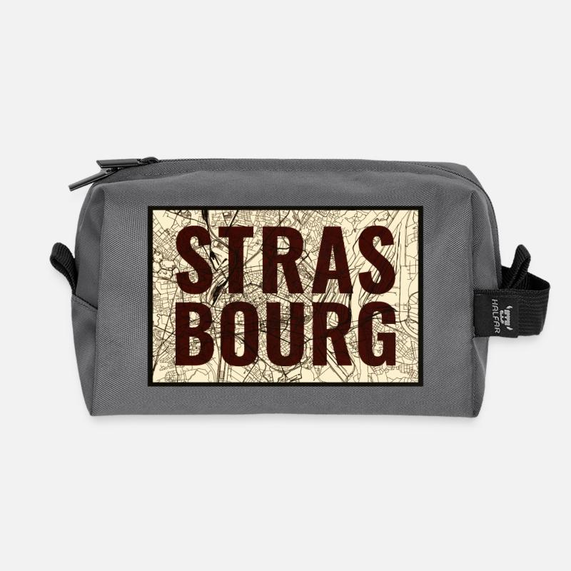 Strasbourg Stadtkarte Druck - Recycelte Kulturtasche - Anthrazit
