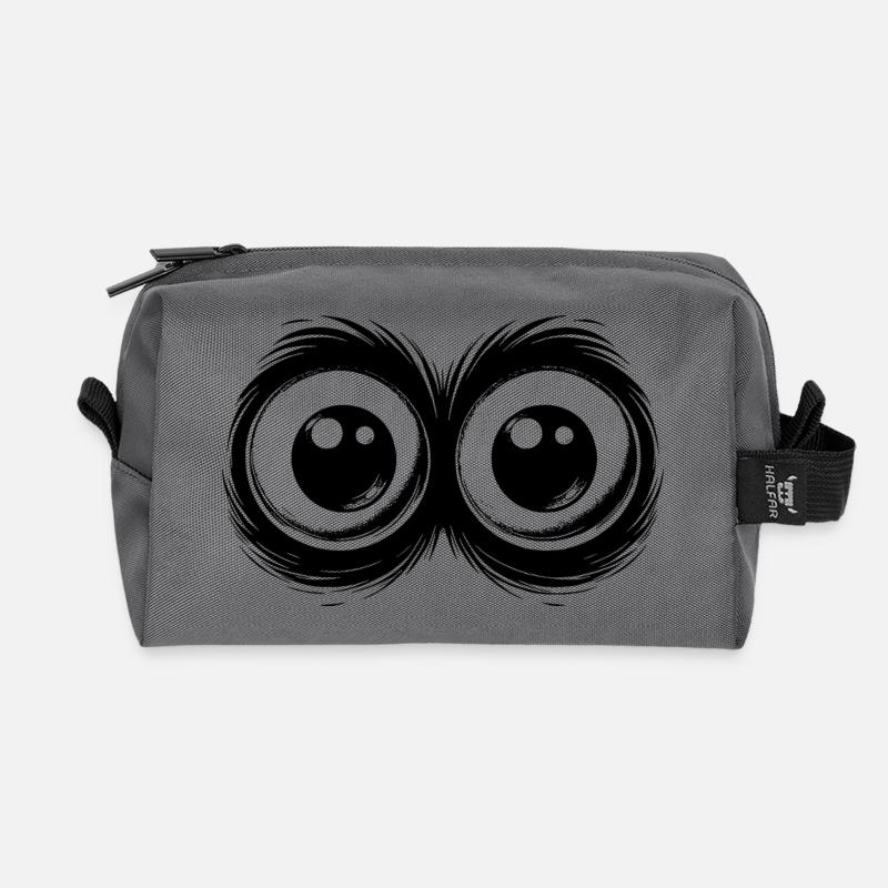 Lustige Augen mit durchdringendem Blick - Recycelte Kulturtasche - Anthrazit