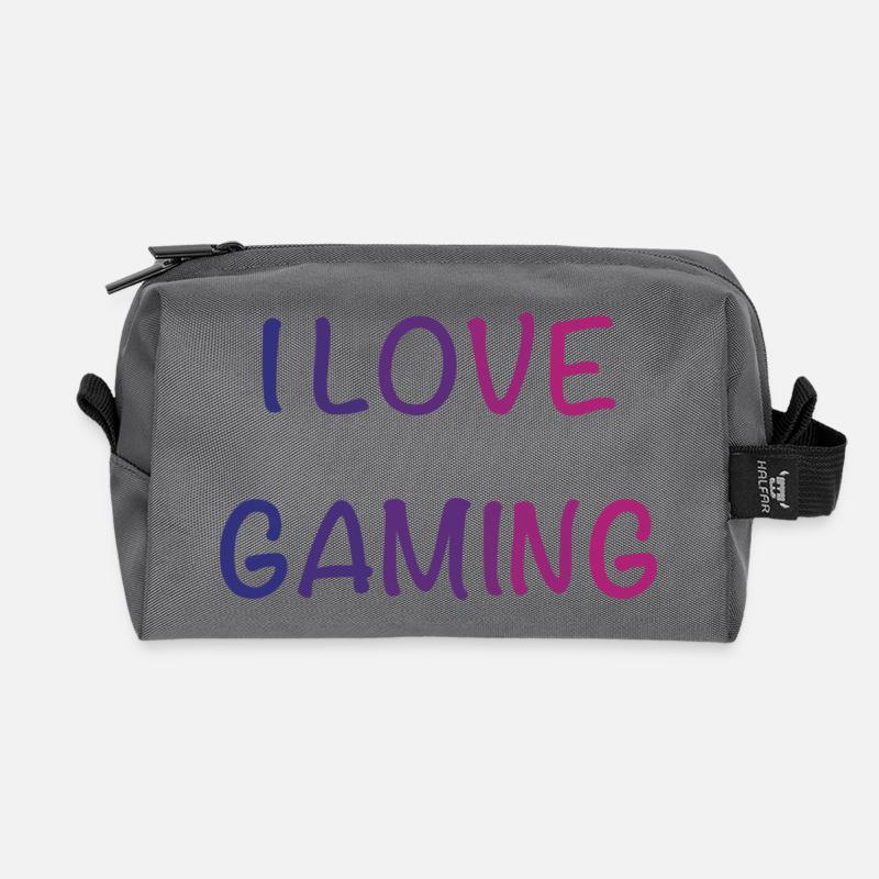 I Love Gaming Gradient Font - Recycled Toiletry Zip Bag - anthracite