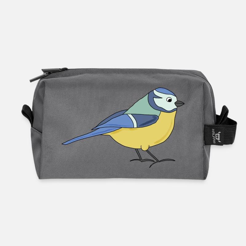 kleine Blaumeise, bunt - Recycelte Kulturtasche - Anthrazit