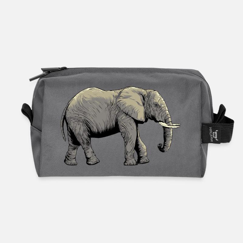 Individueller Elefanten-Design - Recycelte Kulturtasche - Anthrazit