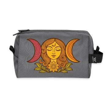 Himmlische Mondphasen mit Blumenmotiv - Recycelte Kulturtasche - Anthrazit - Vorne