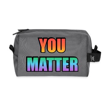 You Matter Gradient Text  - Recycled Toiletry Zip Bag - anthracite - Front