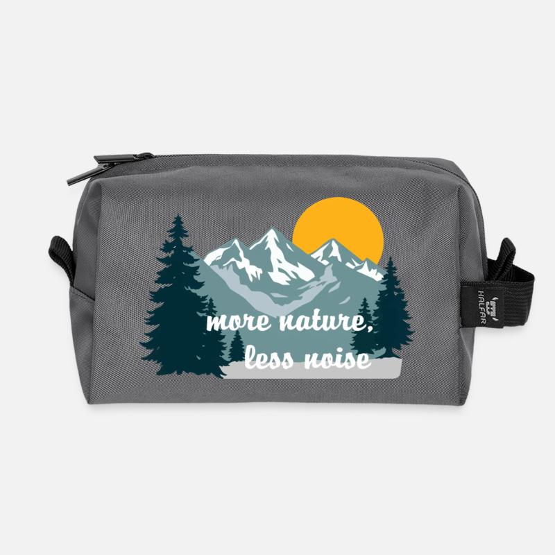 More Nature Less Noise - Recycled Toiletry Zip Bag - anthracite