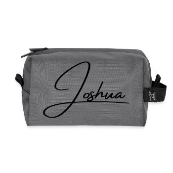 Joshua Name - Elegant Cursive Script - Recycled Toiletry Zip Bag - anthracite - Front