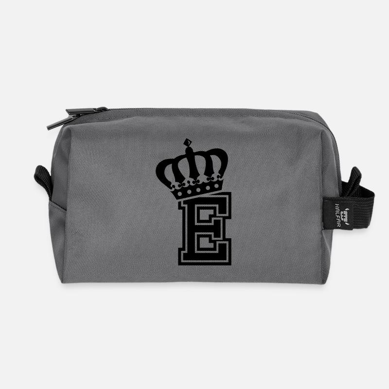 Letter E - Recycled Toiletry Zip Bag - anthracite