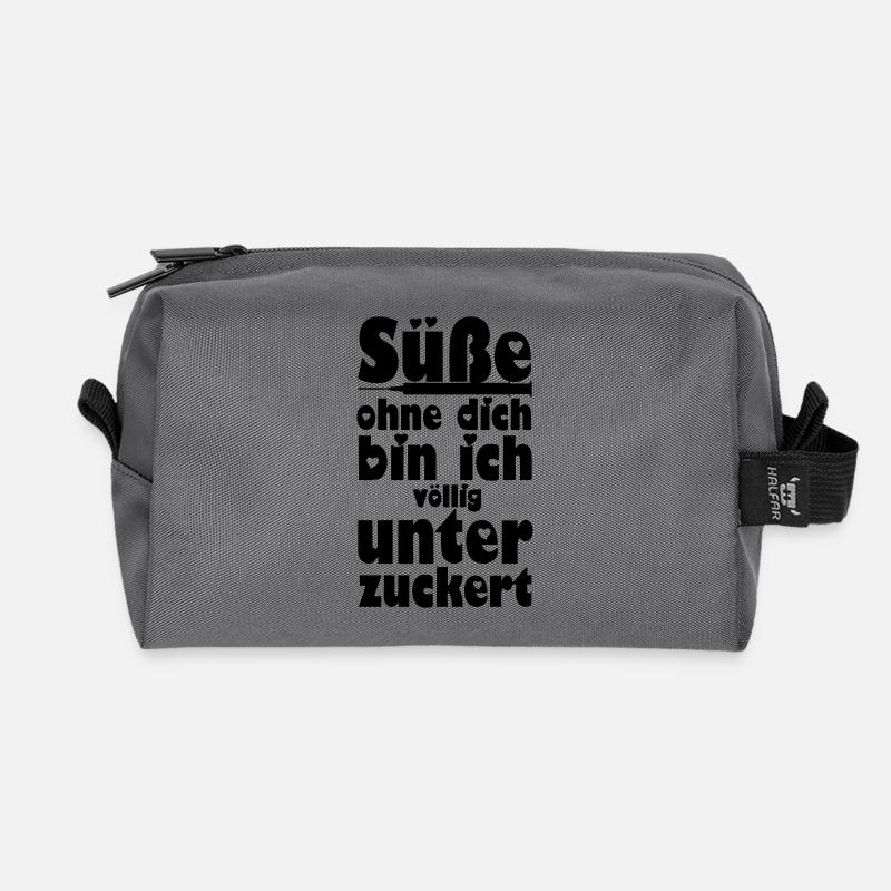 Süße - Völlig unterzuckert Liebe, Paare, Geschenk - Recycelte Kulturtasche - Anthrazit