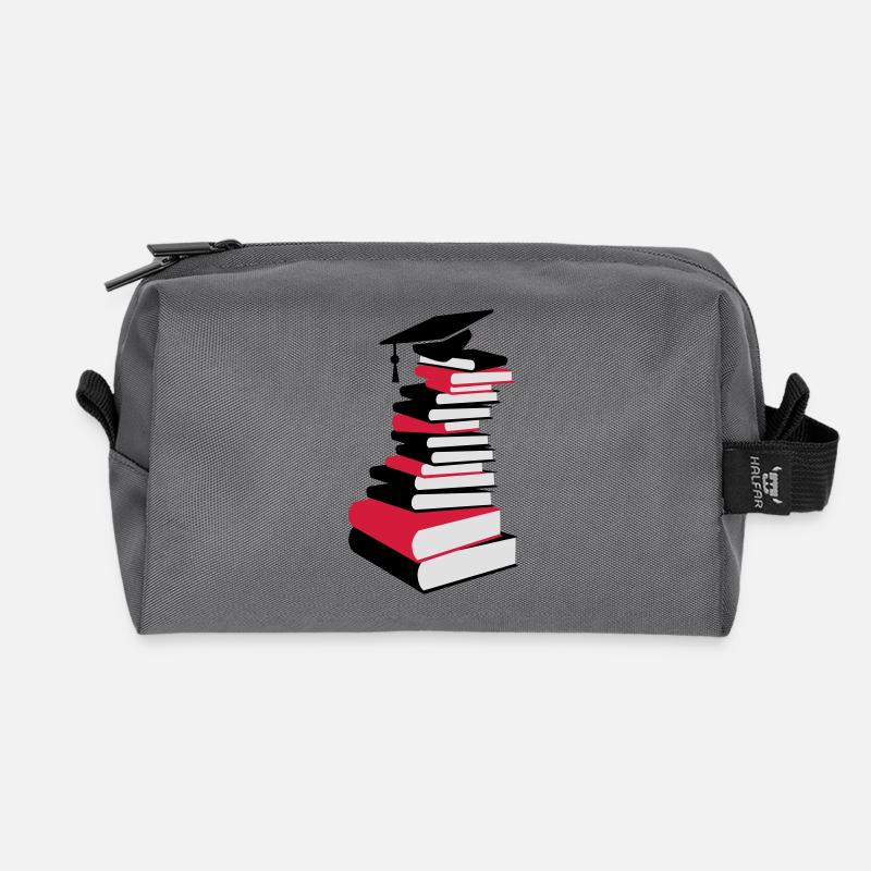 Bücherstapel mit Doktorhut - Recycelte Kulturtasche - Anthrazit