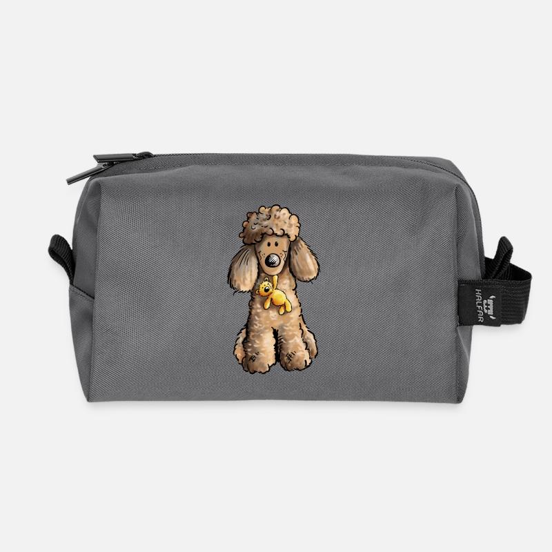 Pudel mit Teddy - Recycelte Kulturtasche - Anthrazit