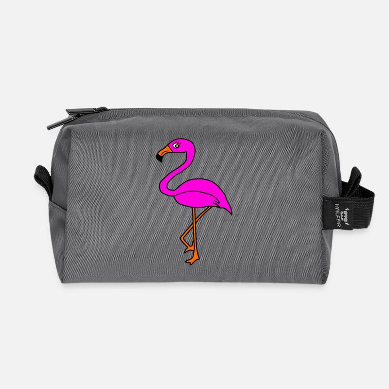 Flamingos Vogel Vögelchen Tiere Geschenk - Recycelte Kulturtasche - Anthrazit