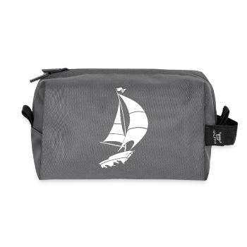 Sailboat Sailing Yacht Sea Silhouette - Recycled Toiletry Zip Bag - anthracite - Front