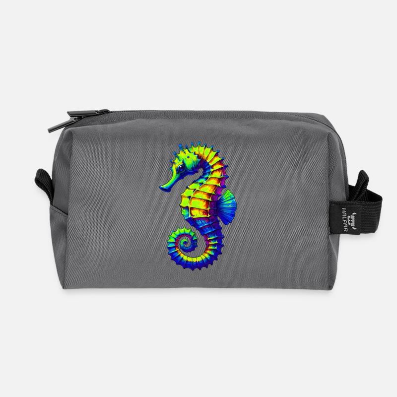 Seepferdchen - Recycelte Kulturtasche - Anthrazit