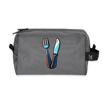 Couteau à couverts fourchette coloré - Trousse de toilette en tissu recyclé - anthracite - Devant