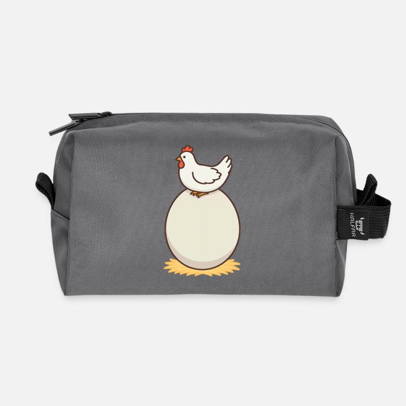 Huhn und Ei - Recycelte Kulturtasche - Anthrazit