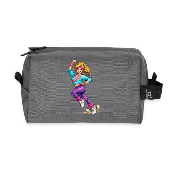 Energetic aerobic woman in motion - Recycled Toiletry Zip Bag - anthracite - Front