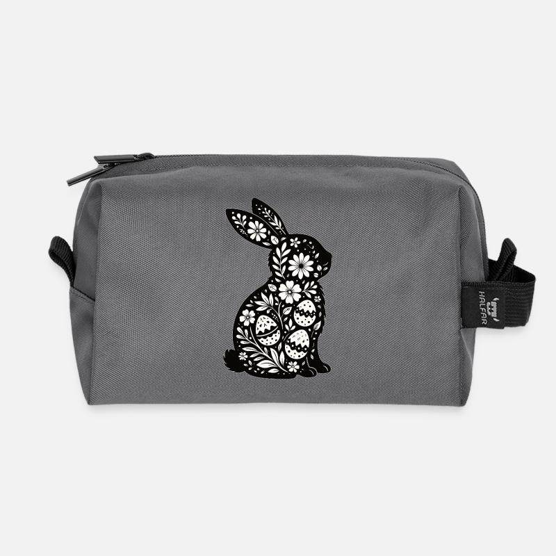 Osterhase Florale Silhouette - Recycelte Kulturtasche - Anthrazit