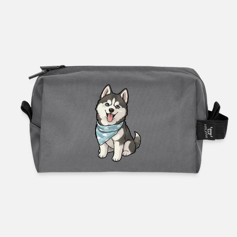 Husky Joy Sky Bandana - Recycled Toiletry Zip Bag - anthracite