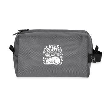 Katze und Kaffee ist alles was ich brauche - Recycelte Kulturtasche - Anthrazit - Vorne