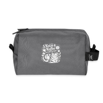 Katze und Kaffee ist alles was ich brauche - Recycelte Kulturtasche - Anthrazit - Vorne