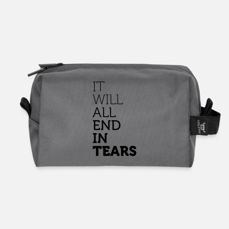 It Will All End In Tears - Recycled Toiletry Zip Bag - anthracite
