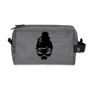 Skull with snowboard goggles - Recycled Toiletry Zip Bag - anthracite - Front