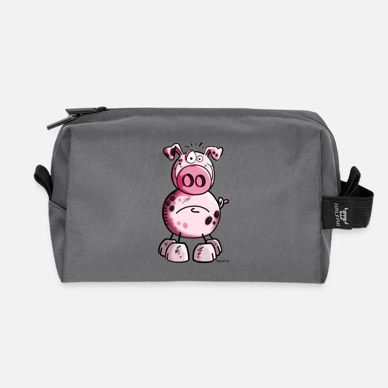 Funny Pig - Recycled Toiletry Zip Bag - anthracite