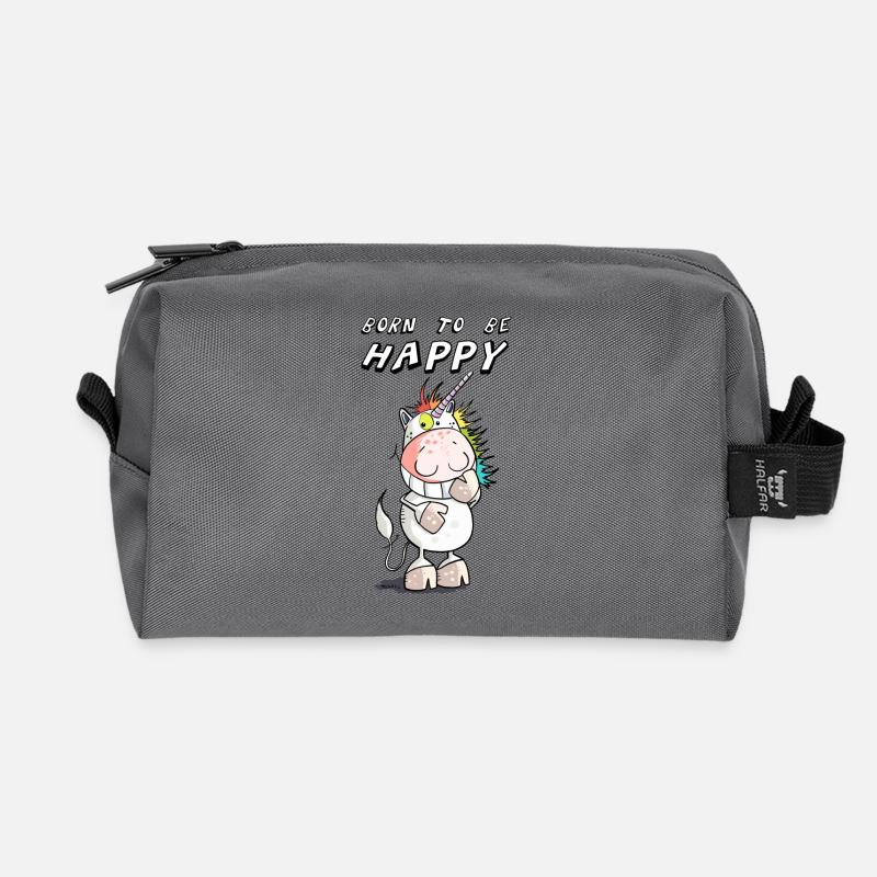 Born to be Happy - Recycelte Kulturtasche - Anthrazit
