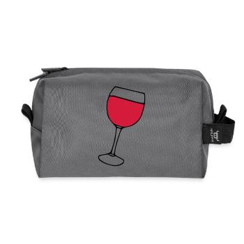 Rotwein im Glas - Recycelte Kulturtasche - Anthrazit - Vorne