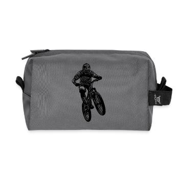 Mountainbiker springt mit Fahrrad - Recycelte Kulturtasche - Anthrazit - Vorne