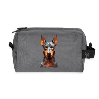 Geometrischer Dobermann: Polygonkunst - Recycelte Kulturtasche - Anthrazit - Vorne