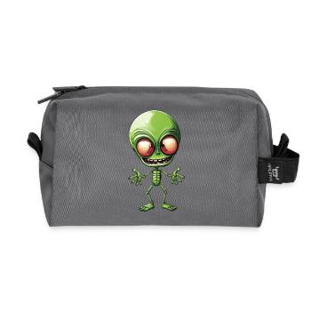 Grüner Alien: Riesenkopf aus dem All - Recycelte Kulturtasche - Anthrazit - Vorne
