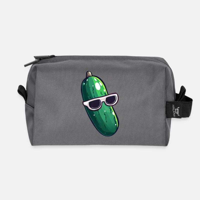 Coole Gurke mit Sonnenbrille - Recycelte Kulturtasche - Anthrazit