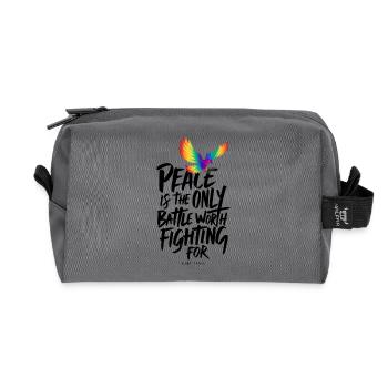 Feurige Regenbogentaube mit Friedenstext - Recycelte Kulturtasche - Anthrazit - Vorne