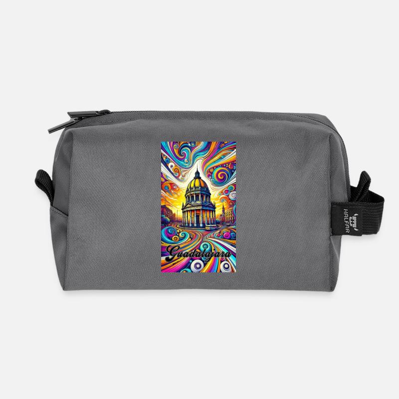 Guadalajara Mexico cathedral design - Recycled Toiletry Zip Bag - anthracite