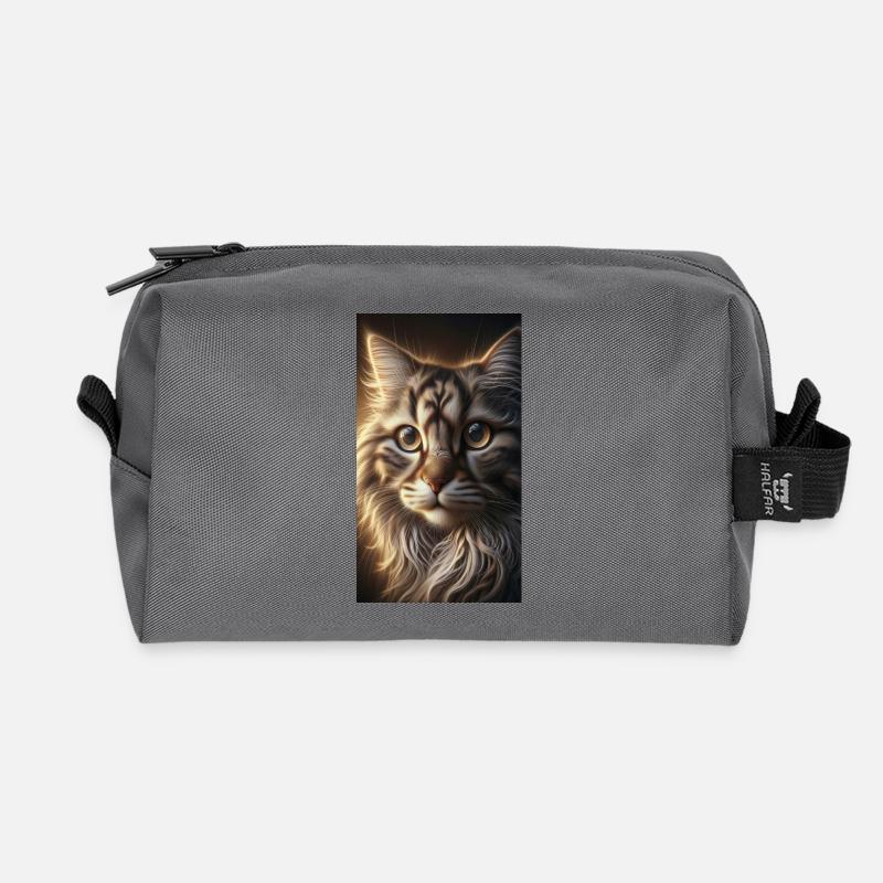Katzen-Porträt - Recycelte Kulturtasche - Anthrazit
