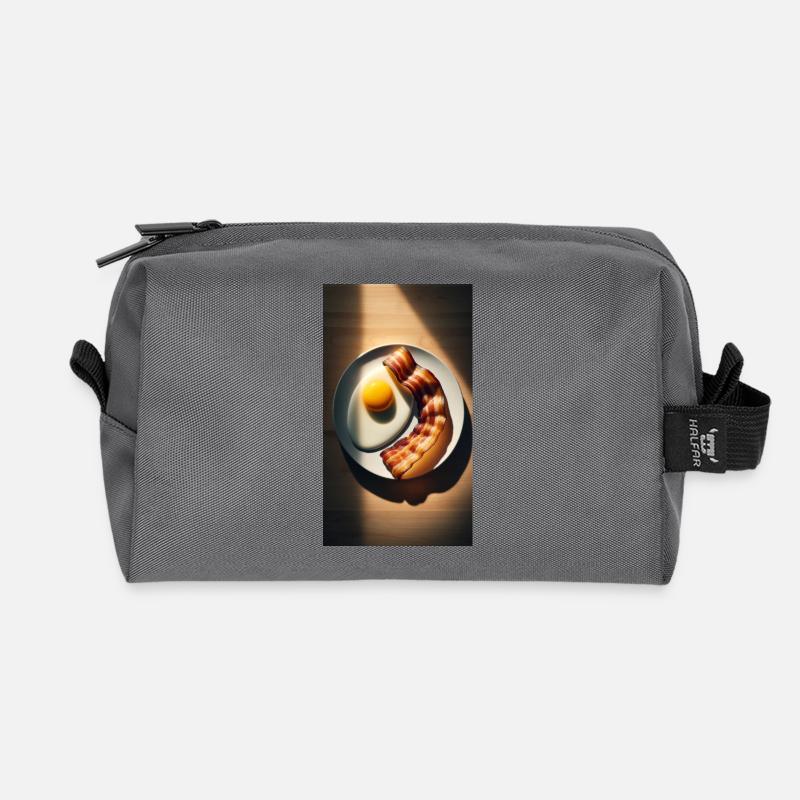 Bacon and eggs - Recycled Toiletry Zip Bag - anthracite