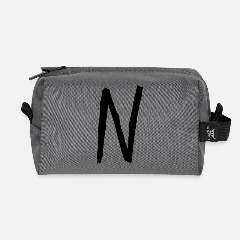 Buchstaben N - Recycelte Kulturtasche - Anthrazit