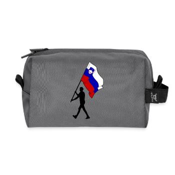 Flagge Slowenien Mann geht - Recycelte Kulturtasche - Anthrazit - Vorne