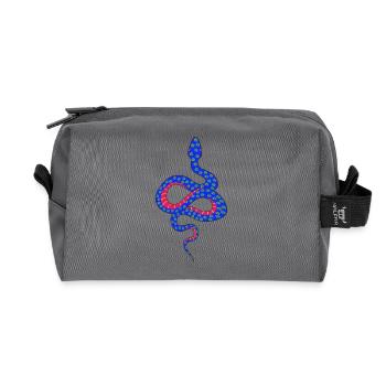 Blue and Red Flowering Snake - Recycled Toiletry Zip Bag - anthracite - Front