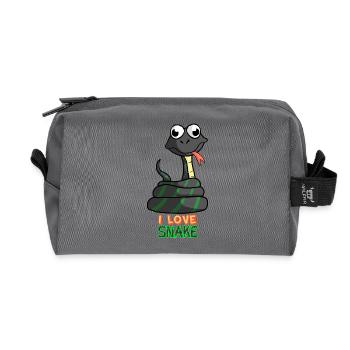 Snake Cartoon I Love Pet Snake Animal Serpent - Recycled Toiletry Zip Bag - anthracite - Front