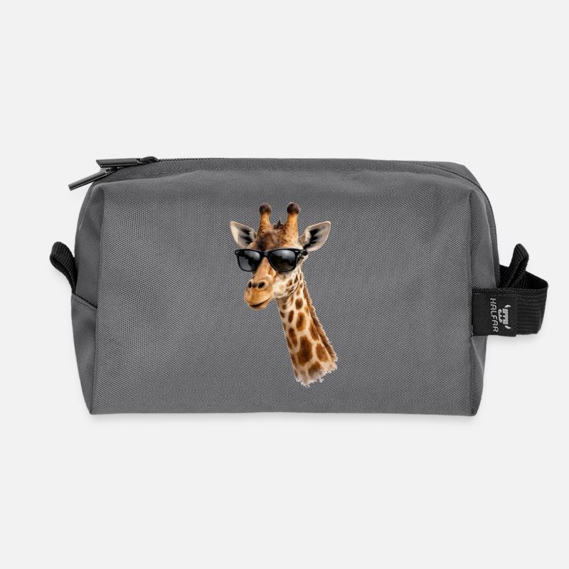 Coole Giraffe mit Sonnenbrille  - Recycelte Kulturtasche - Anthrazit