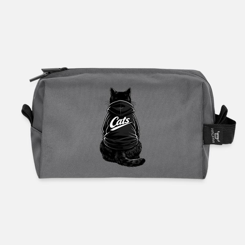 Cats - Recycled Toiletry Zip Bag - anthracite